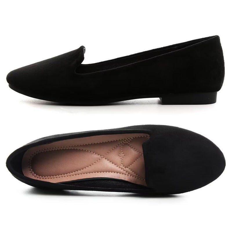 Stunner Women Fashion Cute Slip-On Ballet Shoes Soft Solid Classic Dress Flats Black 38 - Image 5